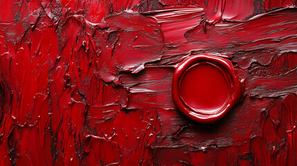 Deep red oil paint texture with wax seal for artistic backgrounds and designs