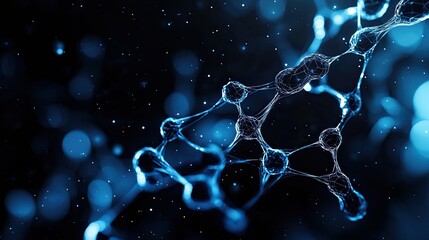 Abstract Molecular Structure in Blue Light Background
