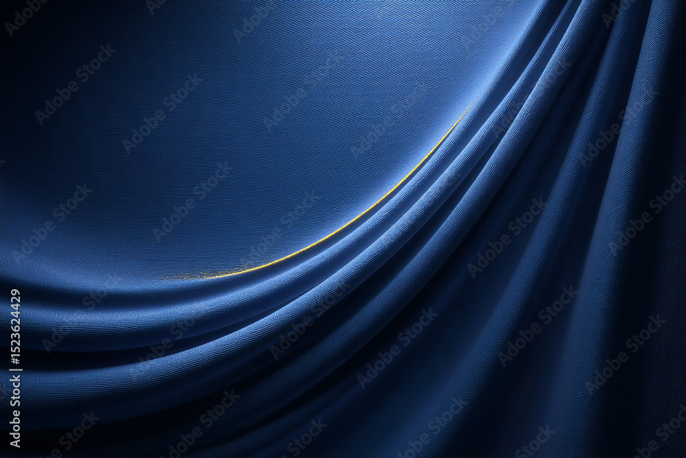 Poster detailed abstract digital art in shades of blue with flowing wave like structure and small square pa