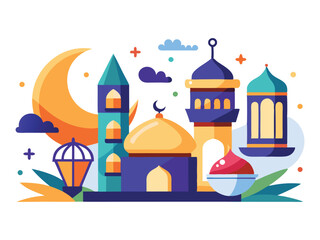Naklejka premium vector illustration of mosque