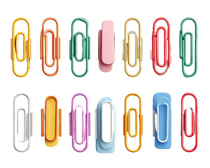 Colorful Paper Clip Collection on Transparent Background, PNG
