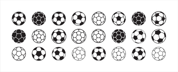 Football ball vector icon set. Soccer balls icons. soccer ball icons, football or soccer ball icon set in different styles, football simple black style, Vector illustration eps 10.