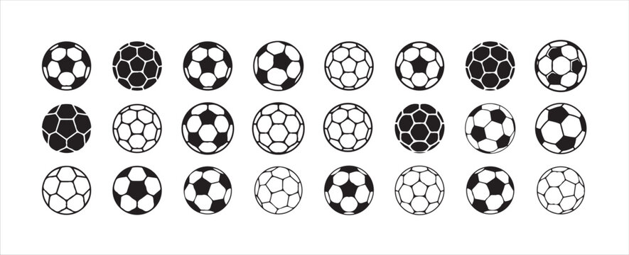 Fototapeta Football ball vector icon set. Soccer balls icons. soccer ball icons, football or soccer ball icon set in different styles, football simple black style, Vector illustration eps 10.