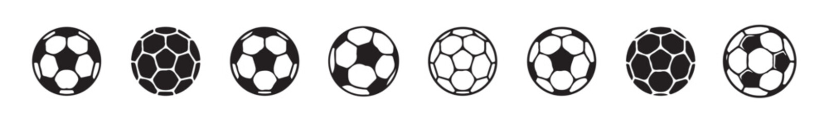 Football ball vector icon set. Soccer balls icons. soccer ball icons, football or soccer ball icon set in different styles, football simple black style, Vector illustration eps 10.
