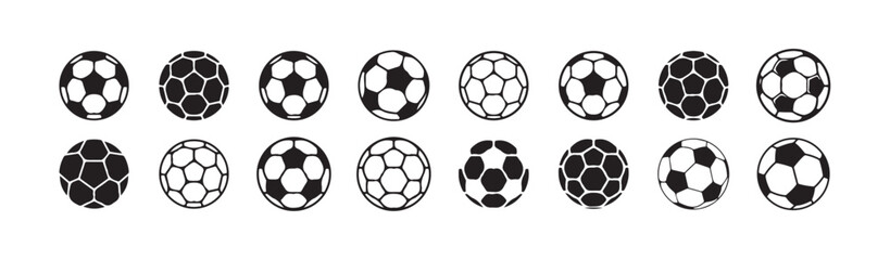 Football ball vector icon set. Soccer balls icons. soccer ball icons, football or soccer ball icon set in different styles, football simple black style, Vector illustration eps 10.