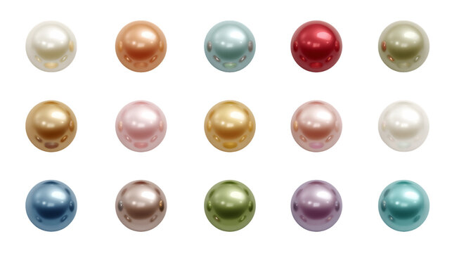 Colorful Pearl Collection on Transparent Background, PNG