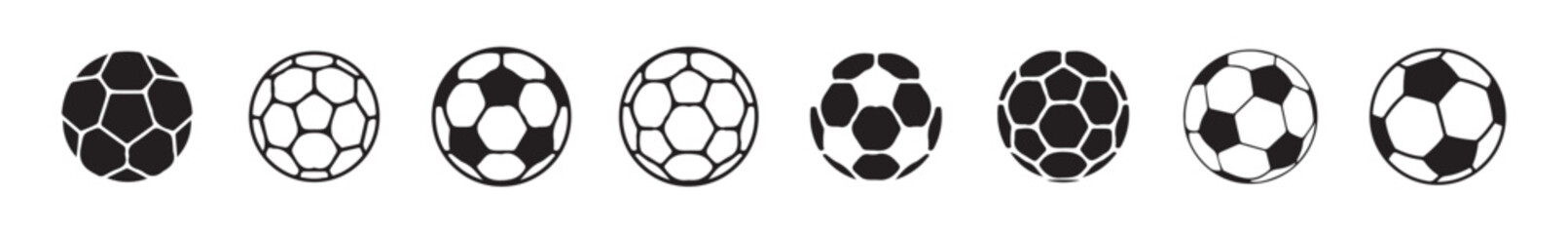 Football ball vector icon set. Soccer balls icons. soccer ball icons, football or soccer ball icon set in different styles, football simple black style, Vector illustration eps 10.