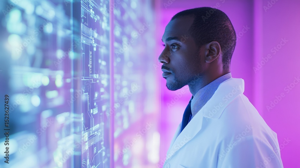 Aufkleber data scientist analyzes advanced technology in modern lab futuristic environment digital content clo
