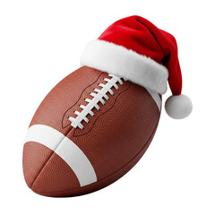 American Football with Santa Hat on png.