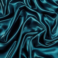 Obraz premium Luxurious Teal Silk Fabric Draped Smoothly in Wave Patterns