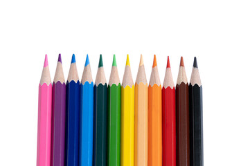 colored pencils isolated on white background