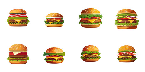 Multiple vector illustrations hamburger

