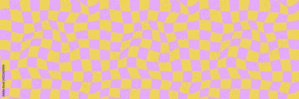 Poster vector groovy checkered seamless patern. retro cute digital paper. distorted grid surface design ill