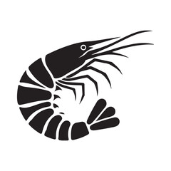 vector illustration of a shrimp seafood, illustration, fish, cartoon, art, crustacean, silhouette, tattoo, lobster, drawing, horizontal, logotype, fishing, raw, graphic, wildlife, ocean, shell