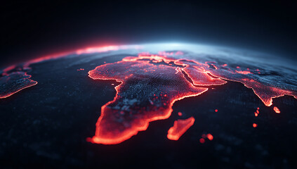 Fiery Digital Representation Of Africa On The Earth