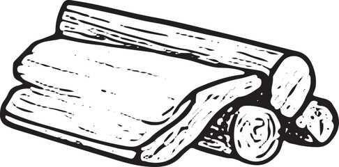 Obraz premium Sketch of stacked logs, perfect for firewood, lumber, or rustic decor graphic elements