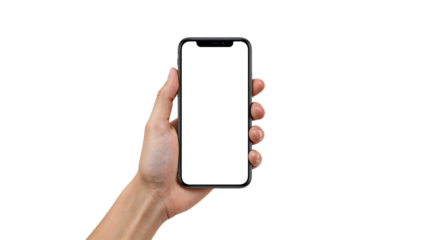 Hand Holding Smartphone with Blank Screen Mockup for App or Website Presentation