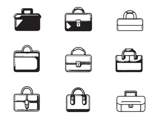 Leather Briefcase Ultra Minimalist 2D Line Art