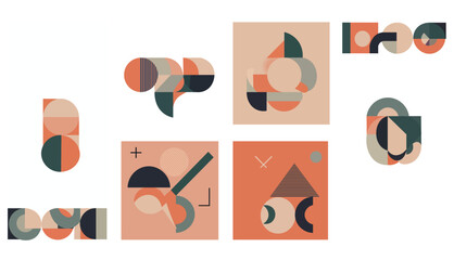 Abstract Bauhaus Geometric Art Design Set
