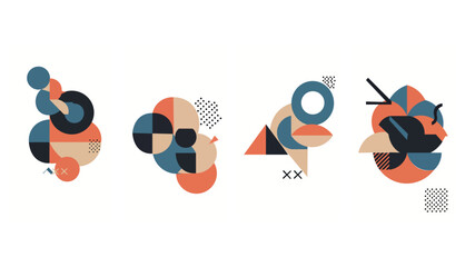 Modern Abstract Geometric Vector Design Set - Bauhaus Style