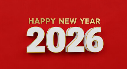 Happy new year 2026 3d text new year holiday new year red background