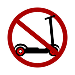 Sign prohibiting scooters on white background. Vector illustration.