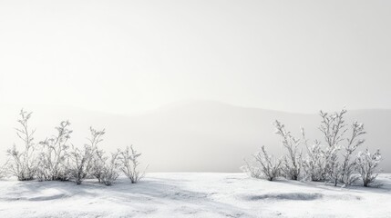 Fototapeta premium Scenic Pure White Background Minimalist Landscape Nature Calm Environment Horizontal View Serenity