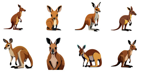 Obraz premium Multiple vector illustrations kangaroo