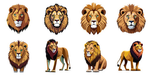 Multiple vector illustrations lion

