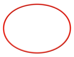 A bright red hula hoop on a transparent background