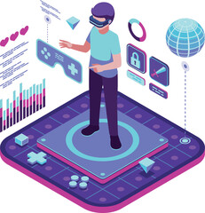 Isometric Metaverse Gaming Experience with VR User