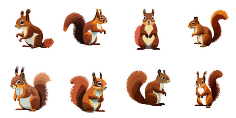 Multiple vector illustrations squirrel

