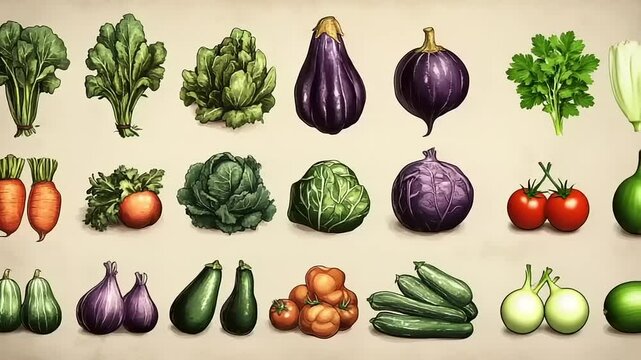vegetables on white background