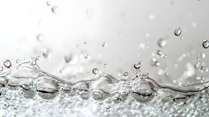 Splashing Water Drops Horizontal Pure White Background Photography Minimalist Close-up Liquid Dynamics