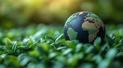 Green Earth Globe with Lush Nature.