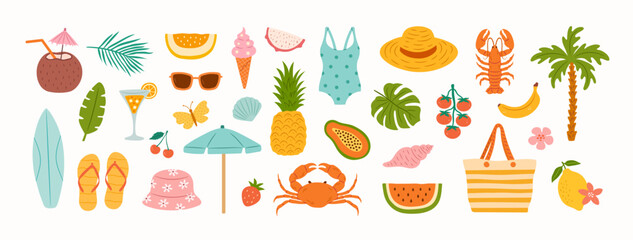 Hand drawn summer vacation beach doodle illustration