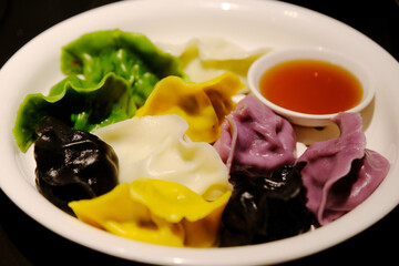 colorful Chinese dumplings with various fillings