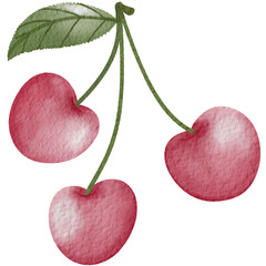 Cherry element drawing, cute, tied with a bow