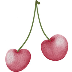 Cherry element drawing, cute, tied with a bow