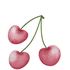 Cherry element drawing, cute, tied with a bow