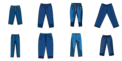 Multiple vector illustrations blue pants

