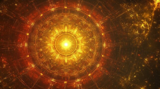 Golden Celestial Mechanism A Cosmic Mandala Design