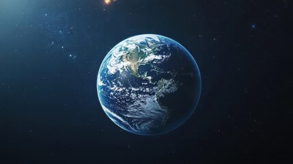 Naklejka premium Earth Planet Orbiting In Space Showing North America