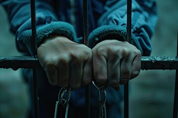 Vibrant Image of CloseUp of Handcuffed Hands of a Young Boy in Juvenile Detention