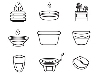 Luxurious Hot Tub Line Art Illustration