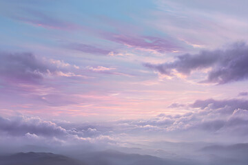 Ethereal Sunrise Soft Light Breaking Through Layers of Clouds