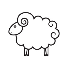 Simple line drawing of a cute cartoon sheep