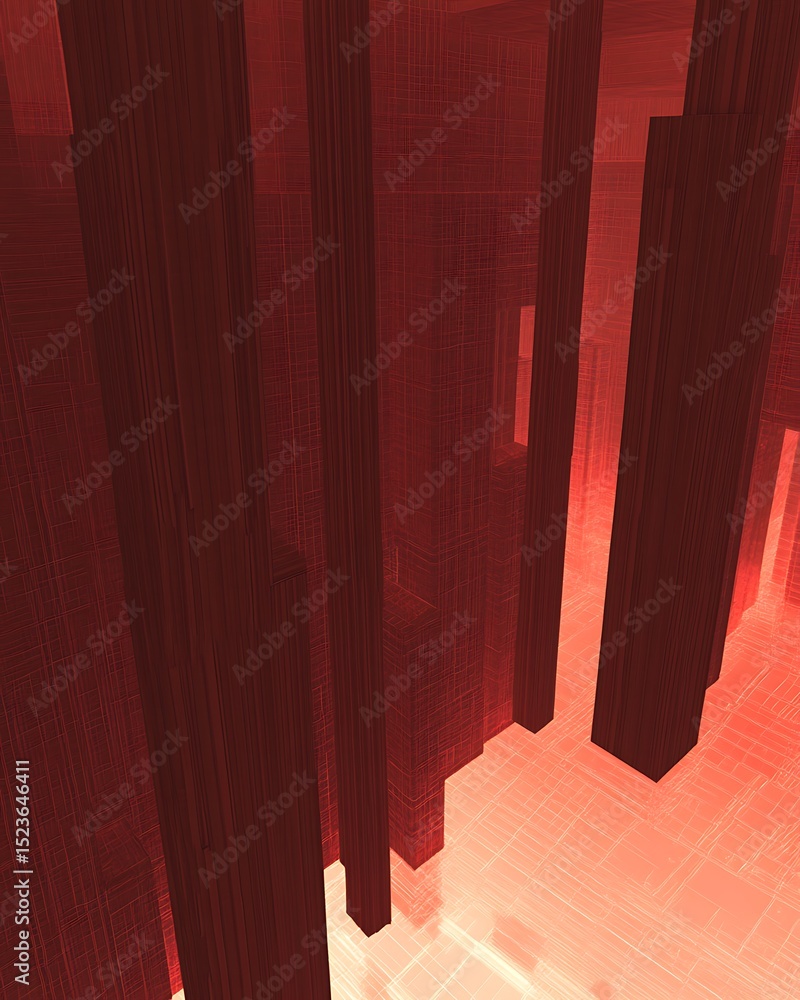 Aufkleber abstract red vertical lines in a digital space with bright background