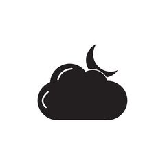 A black cloud with a crescent moon