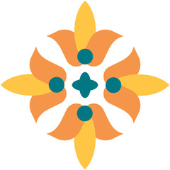 Vibrant Orange and Teal Floral Mandala Design Element